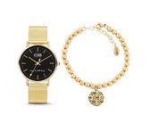 CO88 set 8CB 99057 Horloge met Armband - Watch - Bolletjesarmband - Set - Goudkleurig