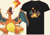 pokemon shirt zwart maat 140 Charizard kleur