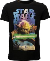 Star Wars Vintage Poster Yoda T-Shirt  Zwart/Blauw - Officiële Merchandise