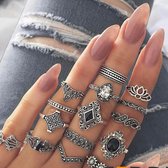 15 delige ringen set festival retro