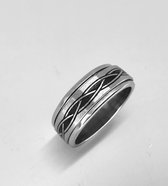RVS - stress - ring - tattoo tribale band - maat 19, deze ring is zowel geschikt voor dame of heer en als duimring.