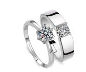 Ring dames | ring heren | zilveren ring dames en heren set| Zirkonia steen | zilver 925 | one size ringen | verstelbare ringen | cadeau voor vrouw | cadeau voor man | liefdescadeau | verlovingsringen | moederdag cadeau | moederdag cadeautje