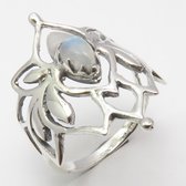Natuursieraad -  925 sterling zilver maansteen lotus ring maat 18.25 mm - boho sieraden