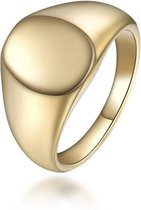 Zegelring Rond - Goud Kleurig - 18 - 20mm - Ringen Mannen - Zegelring Dames - Ringen Dames - Ring Heren - Valentijn Cadeautje voor Hem Haar - Valentijnsdag Cadeau