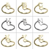 Jillery - Ring - Letter - Hartje - Zilverkleurig - Letter H