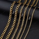 18K Curb Cuban Basis Ketting [BLACK GOLD PLATED] [50 cm] [7 mm] Curb Cuban Link Chain Chokers Basic Punk Stainless Steel Necklace Vintage Black Gold Tone Solid Metal