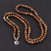 Mala ketting 108 kralen hout Ohm - Armband Tibetaanse Rozenkrans Vrouwen / Mannen - Boeddha - Yoga - Meditatie - Buddha - Om