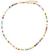 Dielay - Ketting met Glaskralen - Lengte Verstelbaar 42-47 cm - Multicolor