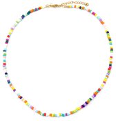 Dielay - Ketting met Glaskralen - Lengte Verstelbaar 42-47 cm - Multicolor