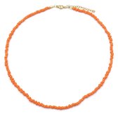 Ketting met Glaskralen - Lengte Verstelbaar 42-47 cm - Oranje