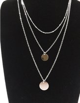 Ketting Layer Muntjes - Choker Collier - Zilver kleur - 44 cm - 1 stuks