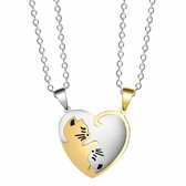 Fako Bijoux® - Vriendschapsketting - BFF Ketting - RVS - Poesjes - Goud/Zilver