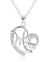 Ketting moeder dames - zilver hart - 44 cm - liefde - verjaardag - Moederdag cadeautje - cadeau voor haar - mama - vrouw