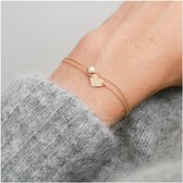 Lumici® | ParelHart Armband - Dubbele Armband Met Hartje En Parel - Pareltje - Hart  - Geslaagd - Cadeau Voor Vrouwen - Moederdag Cadeau - Valentijn - Liefde - Verrassing - Goud & Zilver