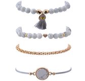 Nr. 2 - Armbanden set Ibiza Style 4-delig - dames armbanden set- Goudkleurig