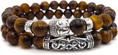 AWEMOZ Boeddha Natuursteen Armbanden - Boeddha Kralen Armbandjes - Bruin - Armband Dames - Armband Heren - Unisex – Sieraden