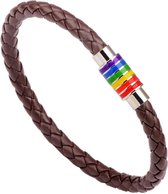 Mea* Rainbow-regenboog Gay Pride armband leer bruin