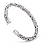 Kabel Armband van Gewoven Staal - Zilver kleurig - Armband Mannen - Armband Heren - Armband Dames - Valentijn Cadeautje voor Hem Haar - Valentijnsdag Cadeau