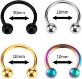 Fako Bijoux® - Circular Barbell Piercing - Hoefijzer - 10mm - Set - 4 Stuks