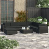 vidaXL 8-delige Loungeset met kussens poly rattan zwart