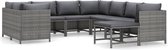 9-delige Loungeset met kussens poly rattan grijs