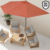 Kingsleeve Parasol Zonnescherm Ø 2,7m Halfrond Balkon Terras UV 50+ Terracotta