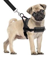 Hondentuigje - voor medium honden - zwart - maat M - no pull - reflecterend - super zacht fleece - 36-42cm nekomvang