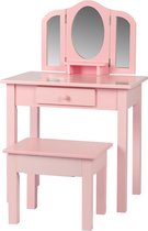 Kaptafel visagie make up meisje opmaaktafel kinderkamer met spiegels en krukje roze