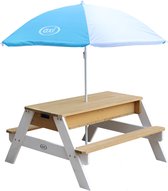 AXI Nick Zand & Water Picknicktafel (2 bankjes) in Bruin/Wit met Parasol - Deluxe - Picknick tafel voor kinderen van hout