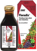 Salus Floradix IJzer-elixir – Bij vermoeidheid – Voedingssupplement met ijzer en vitamine B12 – 500 ml