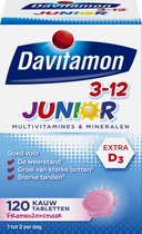 Davitamon Junior 3+ kauwvitamines - multivitamine kinderen - framboos - 120 stuks