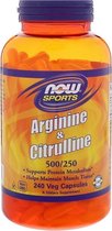 Arginine & Citrulline- 500/250 mg (240 Vegetarian Capsules) - Now Foods