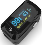 BURCH Med ® Saturatiemeter zuurstofmeter vinger - Oximeter - CE + FAGG Medische kwalificatie en inspectie - NL handleiding - Koord + Batt.