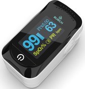 BURCH Med ® Saturatiemeter zuurstofmeter vinger - Oximeter - CE + FAGG Medische kwalificatie en inspectie - NL handleiding - Koord + Batt.