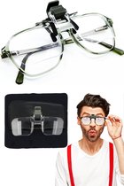 Glim® Originele Vergrootglas bril - Overzetbril – Overzet Loepbril – Loep bril met vergroting - Vergrotende - Hobby Vergrootglas - vergrootglas bril - Incl. opberghoesje, luxe brillendoek