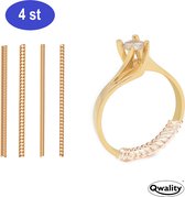 Ringverkleiner Set Goud - Goudkleurig - 4 STUKS van 10 cm + GRATIS zilverwerk doekje - Ring Verkleiner Onzichtbaar - Gouden Ring adjuster - Ideaal om een te grote ring weer passend te maken - Qwality4u