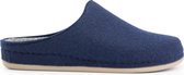 Travelin' At-Home Dames Sloffen - Wollen Pantoffels - Instappers met rubberen zool - Navy Blauw - Maat 39