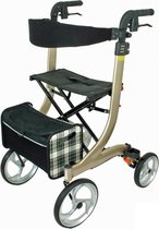 Rollator Nitro M Champagne - Lichtgewicht - Met rugband en tas - Inklapbaar | Gebruikerslengte 1.60m tot 1.80m