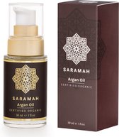 SARAMAH® Arganolie Puur 30 ml - Voor haar, huid en gezicht - 100% Puur & Biologisch - EU Bio Keurmerk - Hydraterend, voedend en herstellend - Rijk aan omega 3 en 6, vitamine E en F - Huidolie en Haarolie - Koudgeperst