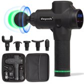 LifeGoods Massage Gun - Professioneel Massage Apparaat - Nek, Rug, Fullbody - Acupressuur, Klop en Compressie - 6 Opzetstukken - Koffer - 30 Standen - Zwart