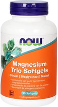 Now Foods - Magnesium Trio Softgels - Magnesium Citraat / Bisglycinaat / Malaat - 90 tabletten