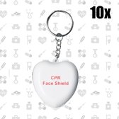 10x Pack Hospitrix Kiss of Life Sleutelhanger Heart Wit - 5cm - CPR Masker met Wegwerp Beademingsmasker