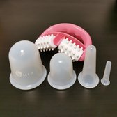 SIMIA™ Premium Kwaliteit Cupping Set (5-Delig) - Lichaam & Gezicht - Siliconen Cellulite Cups - Anti Sinaasappelhuid - Anti Cellulitis Massage - Vacuüm Massage Therapie - Complete Voordeelset met Massage Roller