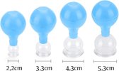 Edoir - Cellulite Cups - Massage Cupping Set voor Spierherstel - Glazen Pods - Blauw Volledige Set 4 stuks