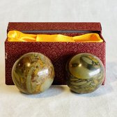 Bamboe Leaf Jasper steen meridiaankogels massage ballen 4cm