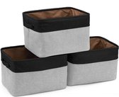 LifeGoods Kast Organizers - Set: 3 Stuks - Multifunctioneel Opberg Box / Doos / Mand / Vakken - Opbergsysteem voor Kleding / Keuken / Tijdschriften - 22.72 L - Zwart/Grijs