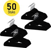 Anti-Slip Kledinghangers - Met broeklat - Zwart - 50 Stuks