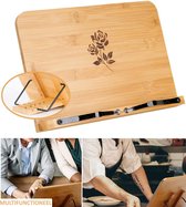 Vitamo™ Bamboe Kookboekstandaard 5 Standen - Bladzijdehouder - Geschikt voor dikke kookboek - Compact - Duurzaam hout - Roos
