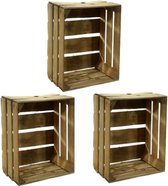 3x Gebruikte houten fruitkisten  30 x 40 x 50 cm - Decoratie voor huis en tuin