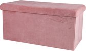 Opvouwbare opbergbank - Opvouwbare Hocker - Velvet - 78cm - Roze